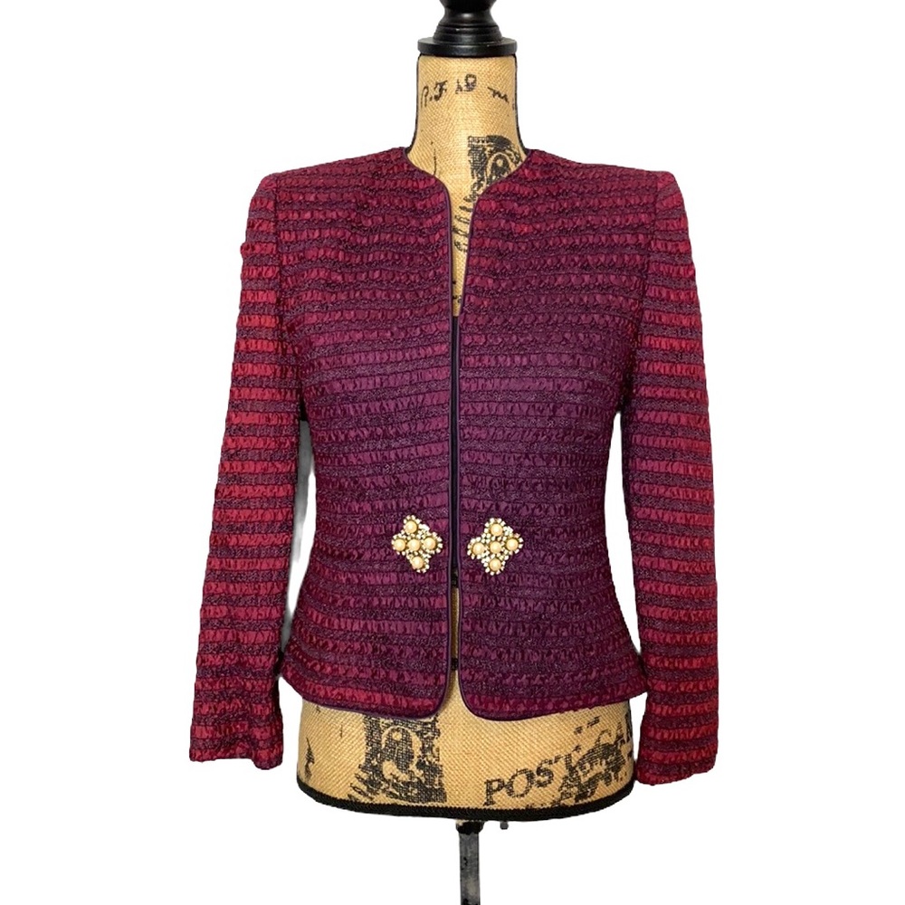 Ursula of Switzerland Pink Purple Fades Bodice Broach Blazer